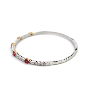 14K DIAMOND/OVAL RUBY FLEXIBLE BANGLE 2CT