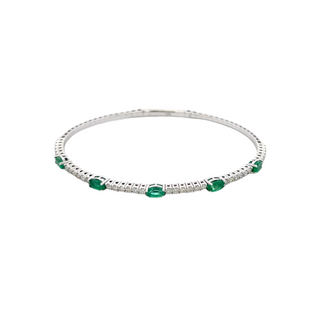 14K DIAMOND/OVAL EMERALD FLEXIBLE BANGLE 2.00CT