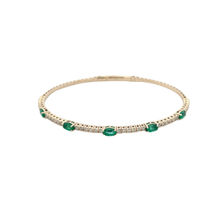 14K DIAMOND/OVAL EMERALD FLEXIBLE BANGLE 2.00CT