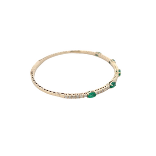 14K DIAMOND/OVAL EMERALD FLEXIBLE BANGLE 2.00CT