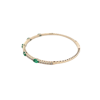14K DIAMOND/OVAL EMERALD FLEXIBLE BANGLE 2.00CT