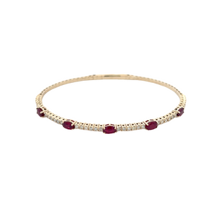 14K DIAMOND/OVAL RUBY FLEXIBLE BANGLE 2.25CT