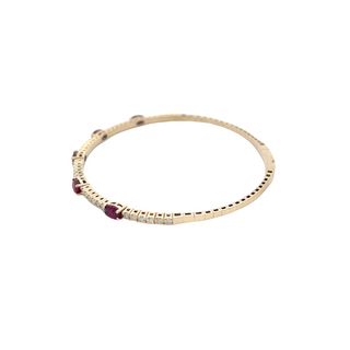 14K DIAMOND/OVAL RUBY FLEXIBLE BANGLE 2.25CT