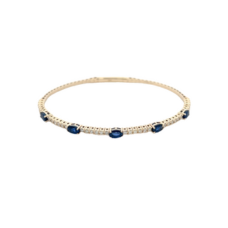14K Y/G DIAMOND/OVAL SAPPHIRE FLEXIBLE BANGLE 2.50CT