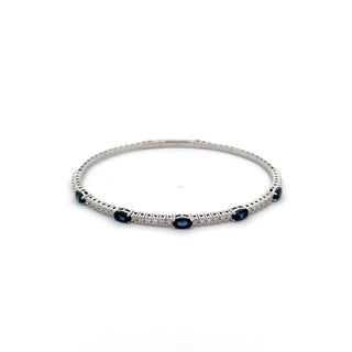 14K DIAMOND/OVAL SAPPHIRE FLEXIBLE BANGLE