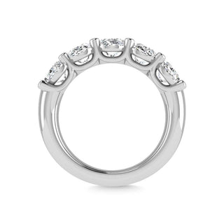 14K White Gold Lab Grown Diamond 1 Ct.Tw. Oval Shape 5 Stone Wedding Band