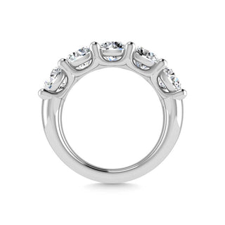 14K White Gold Lab Grown Diamond 2 5/8 Ct.Tw. Round Shape 5 Stone Wedding Band