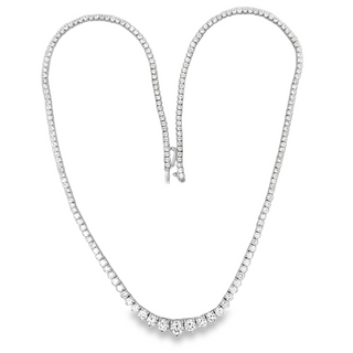 14K W/G LAB GROWN DIAMOND GRADUATED TENNIS NECKLACE 10.00 CT