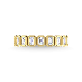 14K Yellow Gold Diamond 7/8 Ct.Tw. Emerald Shape Half Way Bezel Band
