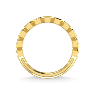 14K Yellow Gold Diamond 7/8 Ct.Tw. Emerald Shape Half Way Bezel Band