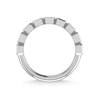 14K White Gold Diamond 1 1/3 Ct.Tw. Emerald Shape Half Way Bezel Band