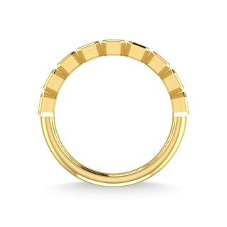 14K Yellow Gold Diamond 1 1/3 Ct.Tw. Emerald Shape Half Way Bezel Band
