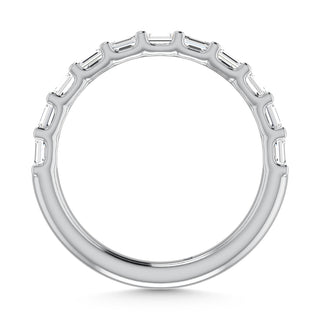 14K White Gold Lab Grown Diamond 1 1/3 Ct.Tw. Halfway East West Emerald Wedding Band