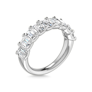 14K White Gold Lab Grown Diamond 2 7/8 Ct.Tw. Emerald Shape Half Way East West Eternity Band
