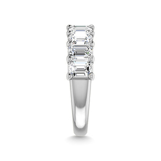 14K White Gold Lab Grown Diamond 2 7/8 Ct.Tw. Emerald Shape Half Way East West Eternity Band