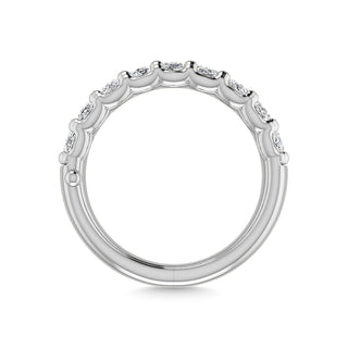 14K White Gold Lab Grown Diamond 1 3/4 Ct.Tw. Oval Shape Halfway Wedding Band