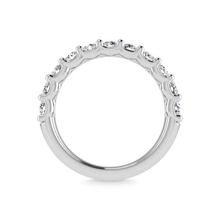 14K White Gold Lab Grown Diamond 7/8 Ct.Tw. Round Shape Half Way Wedding Band (size 6.5)