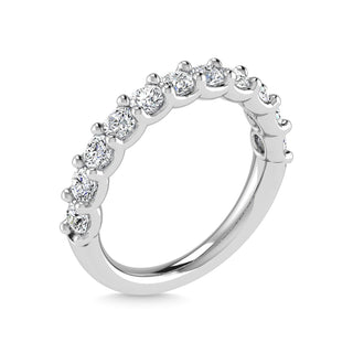 14K White Gold Lab Grown Diamond 1 1/10 Ct.Tw. Round Shape Half Way Wedding Band (size 6.5)