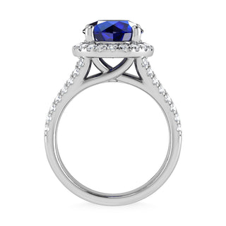 14K White Gold Lab Grown Blue Diamond 4 1/2 Ct.Tw. Engagement Ring