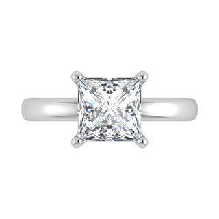 14K White Gold Lab Grown Diamond 1 Ct.Tw. IGI Certified Princess Shape Solitaire (Available from 1CT to 7CT)