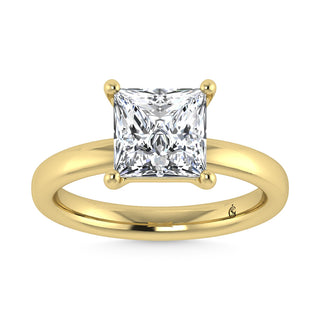 14K Yellow Gold Lab Grown Diamond 3 Ct.Tw. IGI Certified Princess Shape Solitaire (Available from 1CT to 7CT)