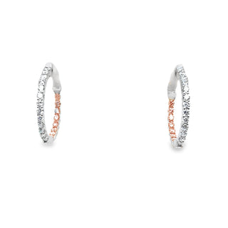 14K W/G WHITE AND PINK LAB GROWN DIAMOND INSIDE OUT HOOPS 1.75+CARATS