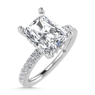 14K White Gold Lab Grown Diamond 2 3/8 Ct.Tw. Hidden Halo Engagement Ring (Center Radiant)