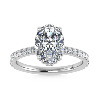 14K White Gold Lab Grown Diamond 3 1/2 Ct.Tw. Oval Shape Halo IGI Certified Engagement Ring (Center 3 ct)