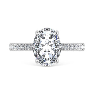 14K White Gold Lab Grown Diamond 3 1/2 Ct.Tw. Oval Shape Halo IGI Certified Engagement Ring (Center 3 ct)