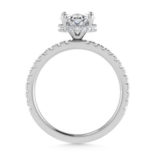 14K White Gold Lab Grown Diamond 3 1/2 Ct.Tw. Oval Shape Halo IGI Certified Engagement Ring (Center 3 ct)