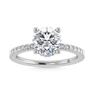 14K White Gold Lab Grown Diamond 4 1/2 Ct.Tw. Round Shape Halo IGI Certified Engagement Ring (Center 4ctw)