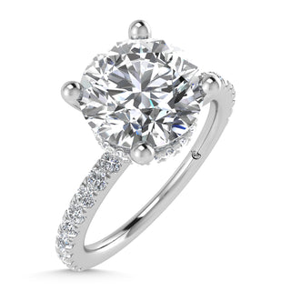 14K White Gold Lab Grown Diamond 4 1/2 Ct.Tw. Round Shape Halo IGI Certified Engagement Ring (Center 4ctw)