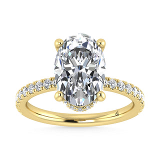 14K Yellow Gold Lab Grown Diamond 4 1/2 Ct.Tw. Oval Shape Halo IGI Certified Engagement Ring (Center 4 ct)
