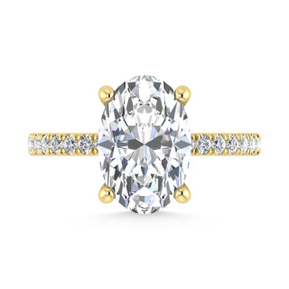 14K Yellow Gold Lab Grown Diamond 4 1/2 Ct.Tw. Oval Shape Halo IGI Certified Engagement Ring (Center 4 ct)