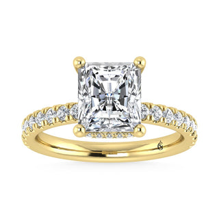 14K Yellow Gold Lab Grown Diamond 3 1/2 Ct.Tw. Radiant Shape Halo IGI Certified Engagement Ring (Center 3ctw)