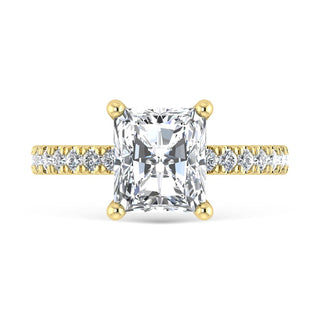 14K Yellow Gold Lab Grown Diamond 3 1/2 Ct.Tw. Radiant Shape Halo IGI Certified Engagement Ring (Center 3ctw)