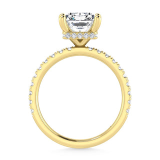 14K Yellow Gold Lab Grown Diamond 3 1/2 Ct.Tw. Radiant Shape Halo IGI Certified Engagement Ring (Center 3ctw)