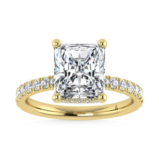 14K Yellow Gold Lab Grown Diamond 4 1/2 Ct.Tw. Radiant Shape Halo IGI Certified Engagement Ring (Center 4ctw)