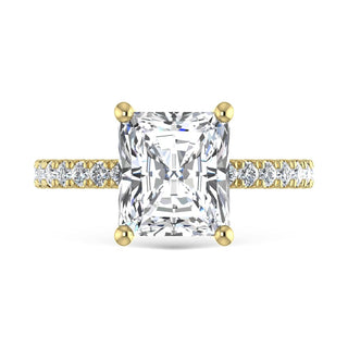 14K Yellow Gold Lab Grown Diamond 4 1/2 Ct.Tw. Radiant Shape Halo IGI Certified Engagement Ring (Center 4ctw)