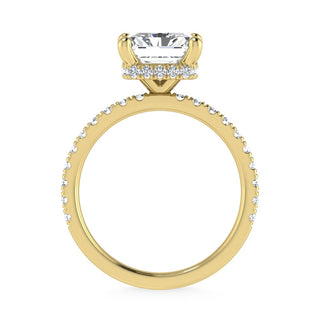 14K Yellow Gold Lab Grown Diamond 4 1/2 Ct.Tw. Radiant Shape Halo IGI Certified Engagement Ring (Center 4ctw)