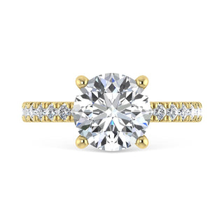 14K Yellow Gold Lab Grown Diamond 3 1/2 Ct.Tw. Round Shape Halo IGI Certified Engagement Ring (Center 3 ct)