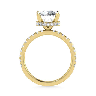 14K Yellow Gold Lab Grown Diamond 3 1/2 Ct.Tw. Round Shape Halo IGI Certified Engagement Ring (Center 3 ct)