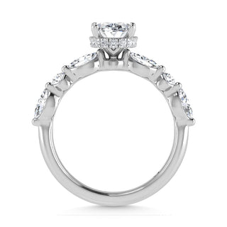 14K White Gold Lab Grown Diamond 2 5/8 Ct.Tw. IGI Certified Marquise and Round Shape Halo Engagement Ring (Center Oval)