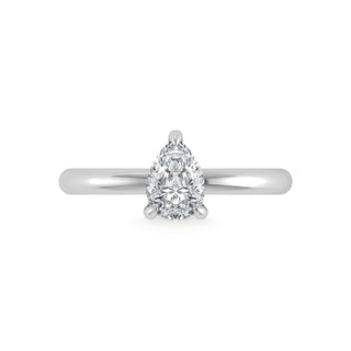 14K White Gold Lab Grown Diamond 1 1/20Ct.Tw. Pear Shape IGI Certified Engagement Ring (Center 1ct)