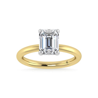 14K White Gold Lab Grown Diamond 2 1/20 Ct.Tw. Emerald Shape IGI Certified Engagement Ring (Center 2ct)