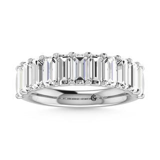 14K White Gold Lab Grown Diamond 2 1/5 Ct.Tw. Emerald Shape Half Way Eternity Band