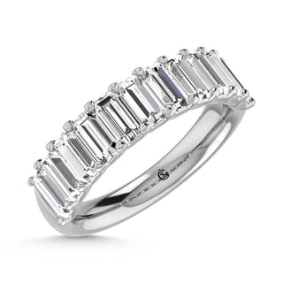 14K White Gold Lab Grown Diamond 2 1/5 Ct.Tw. Emerald Shape Half Way Eternity Band