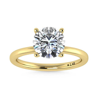 14K Yellow Gold Lab Grown Diamond 2 1//20 Ct.Tw. Round Shape Halo Engagement Ring (Center 2CT)