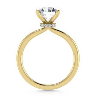 14K Yellow Gold Lab Grown Diamond 2 1//20 Ct.Tw. Round Shape Halo Engagement Ring (Center 2CT)