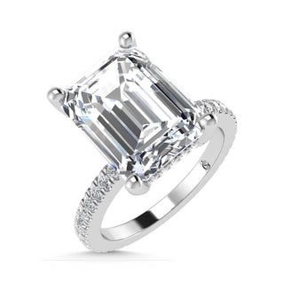 14K White Gold Labgrown Diamond 4 3/8 Ct.Tw. Emerald Shape Engagement Ring